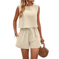 J1  Women's Elegant Sleeveless Top and Shorts 2023 Summer  Fashion Suit Cross-Border  H4-031