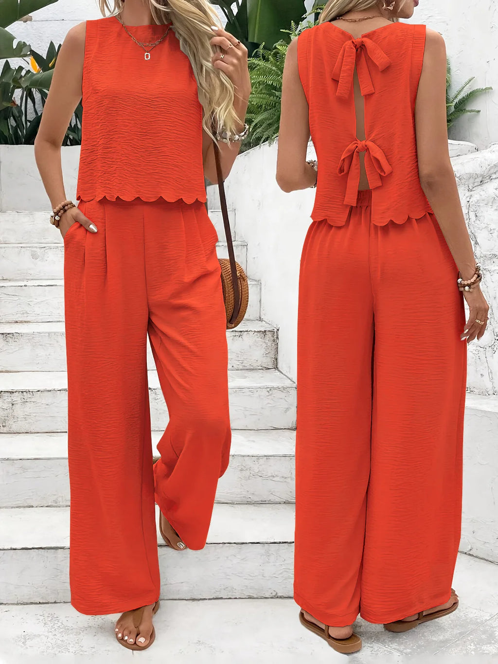 Elegant Summer Sleeveless Top & Casual Pants Set