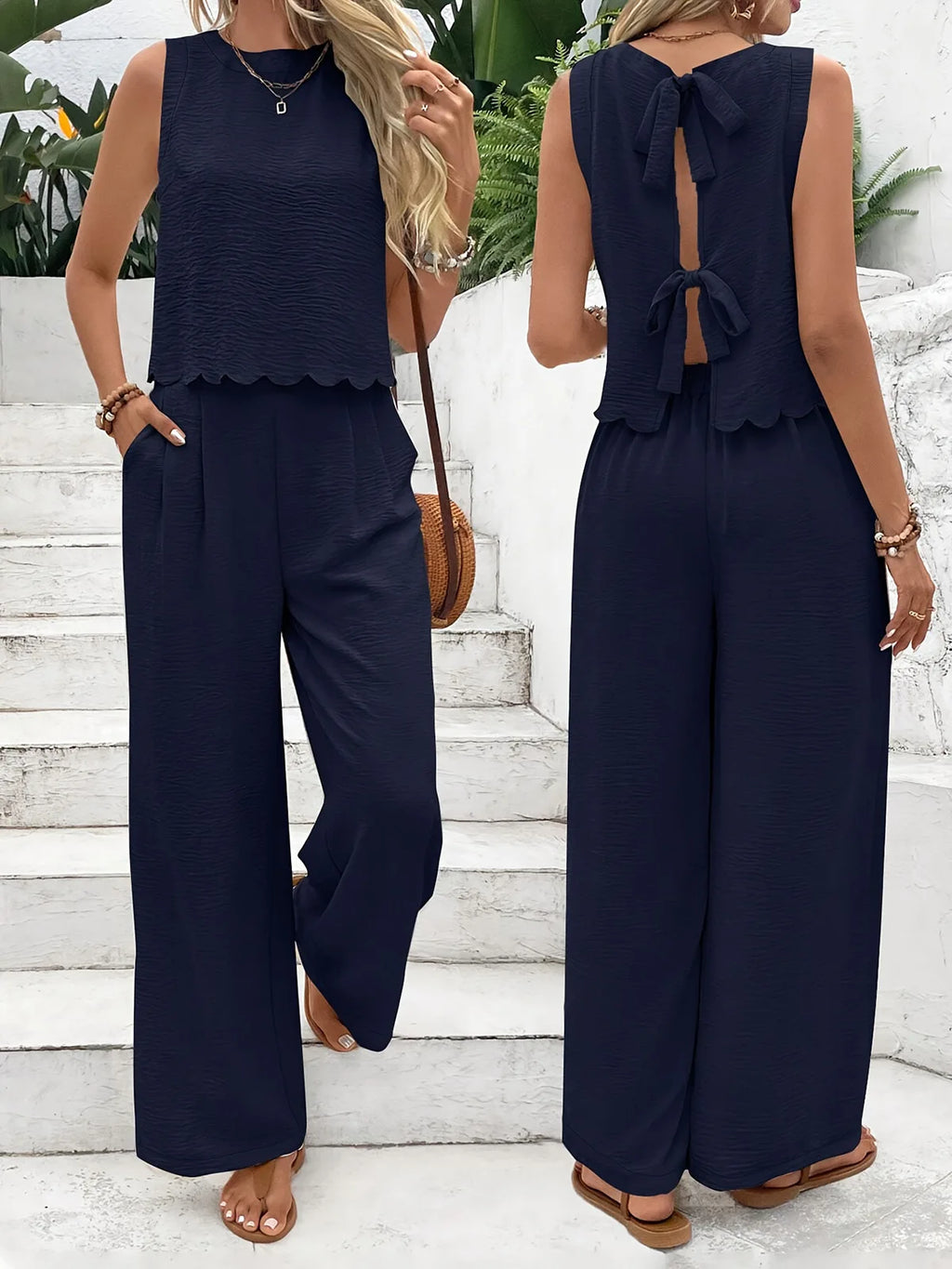 Elegant Summer Sleeveless Top & Casual Pants Set