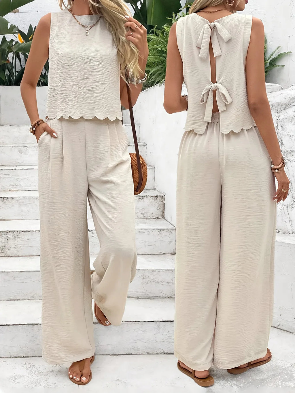 Elegant Summer Sleeveless Top & Casual Pants Set