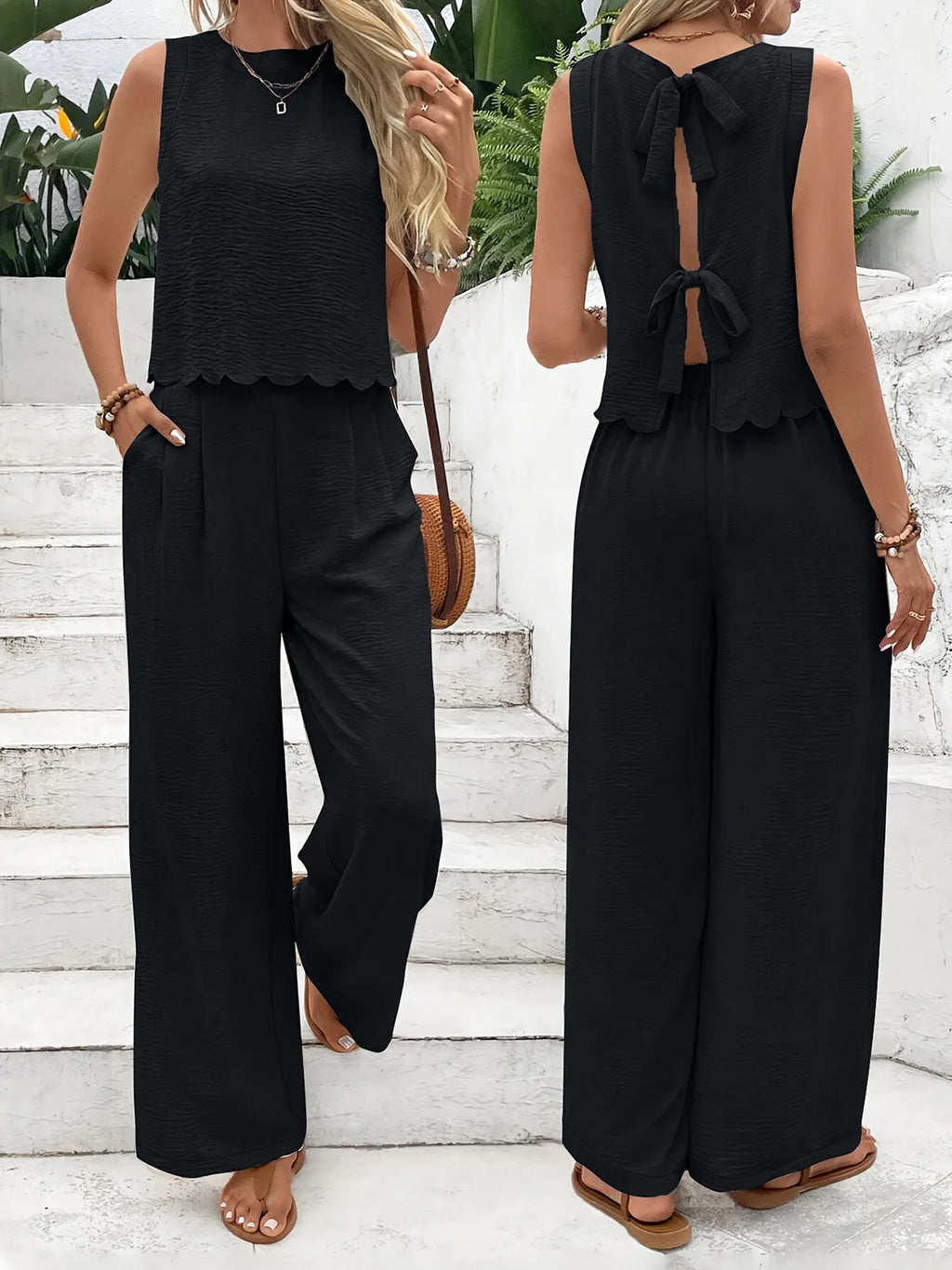 Elegant Summer Sleeveless Top & Casual Pants Set