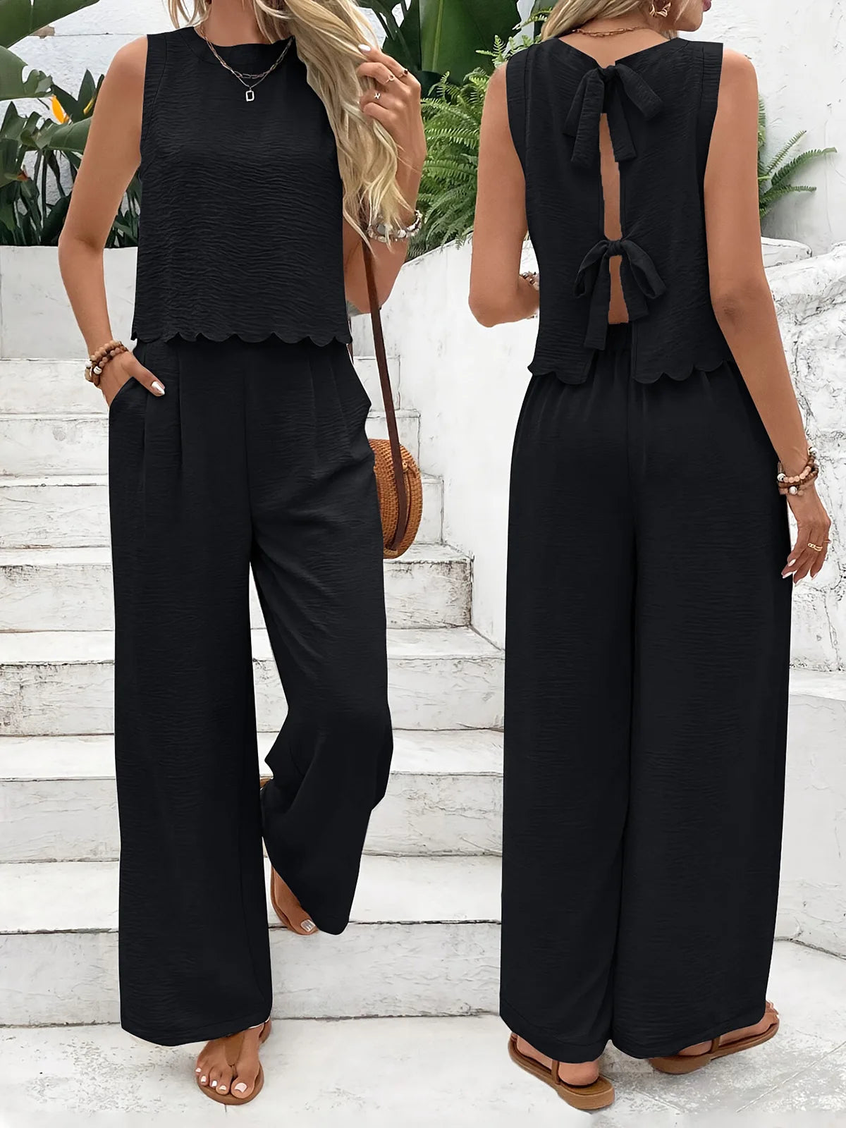 Elegant Summer Sleeveless Top & Casual Pants Set